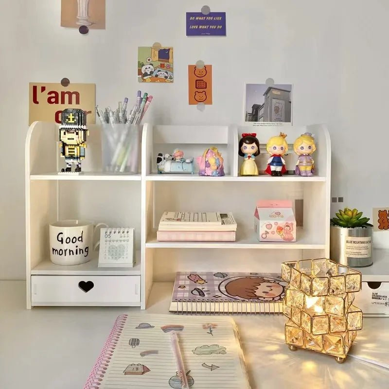 Double-Layer Desktop Organizer Rack Stationery Office Desk Accessories Storage Desktop Cosmetics Organizers Storage Shelf