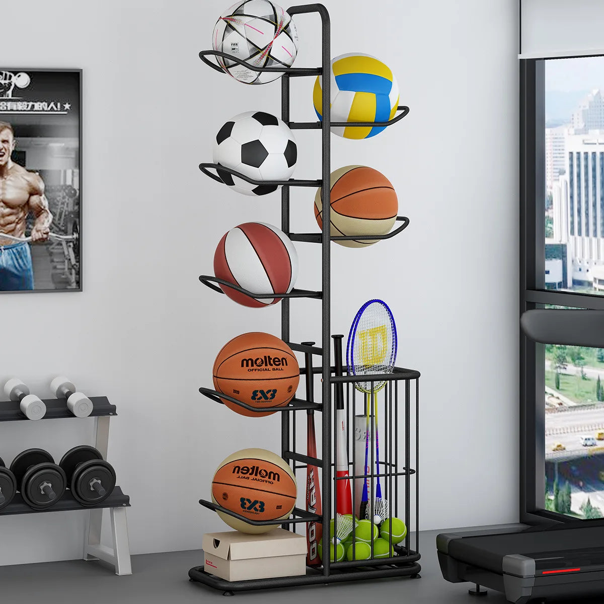 Indoor Children Basketball Storage Rack Put Ball Football Storage Basket Placed Rack Kindergarten Volleyball Stand Holder Space